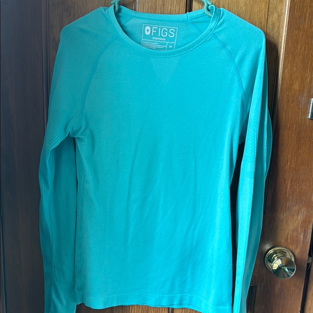 Figs Aqua Long Sleeve Top